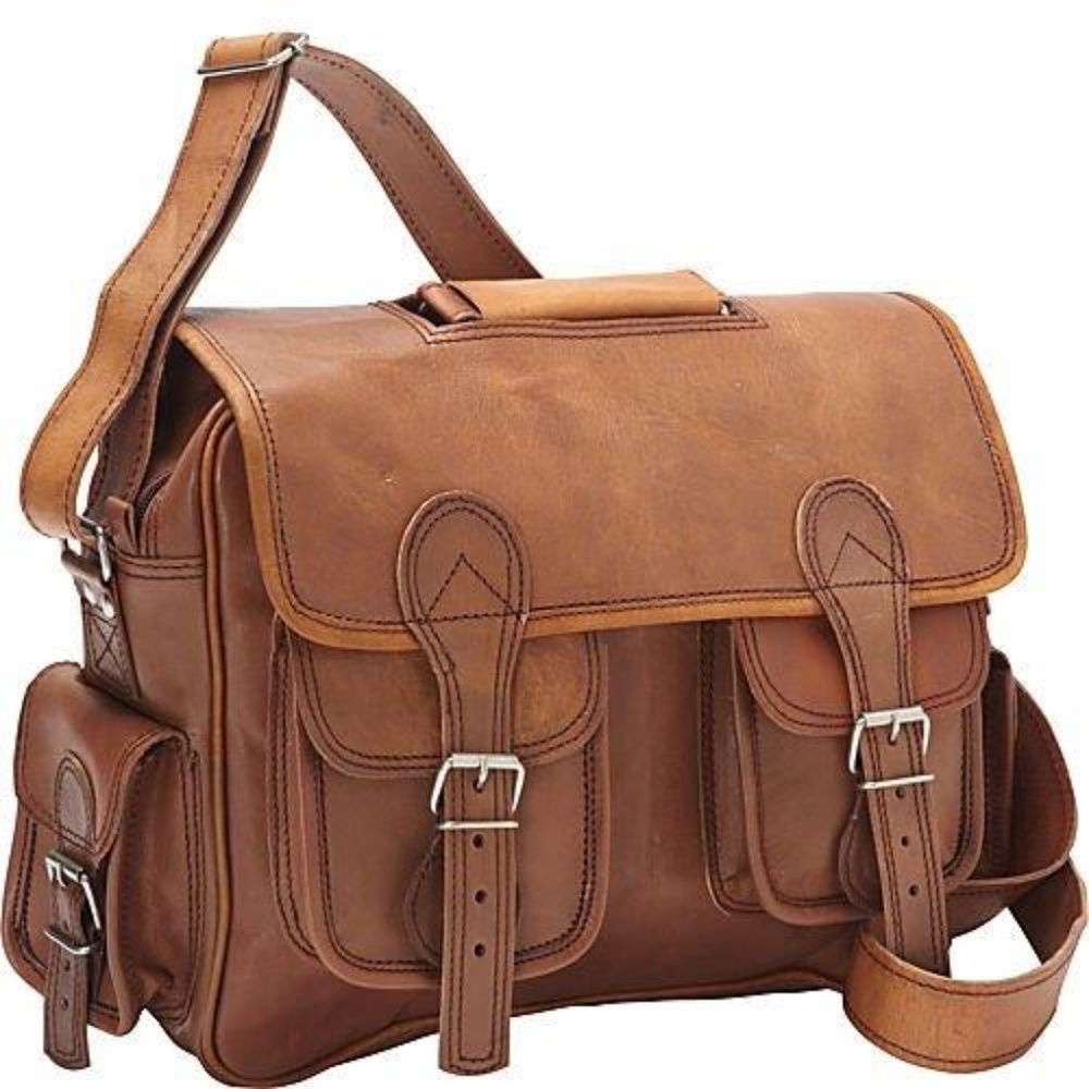 Satchel Genuine leather 4 pocket. 2 in front